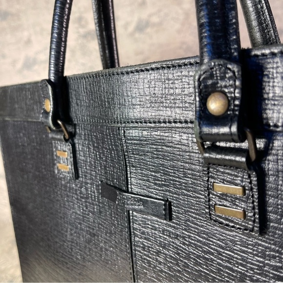 Jean Paul Gaultier 90s Vintage Black Leather Structured Portfolio - Picture 11 of 16